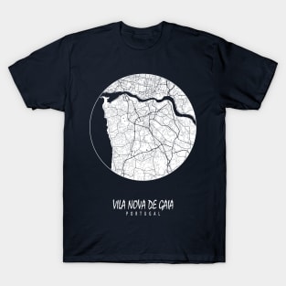 Vila Nova de Gaia, Portugal City Map - Full Moon T-Shirt